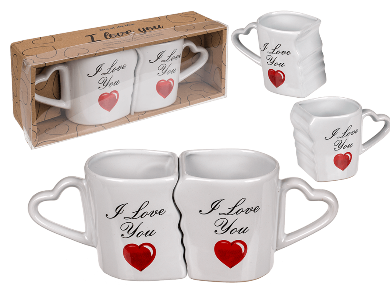 Set of 2 in gift box Double mug I love you 8.5x9cm Set of 2 in gift box Double mug I love you 8.5x9cm