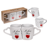 Set van 2 in geschenkbox Dubbele mok I love you 8,5x9cm Set van 2 in geschenkbox Dubbele mok I love you 8,5x9cm