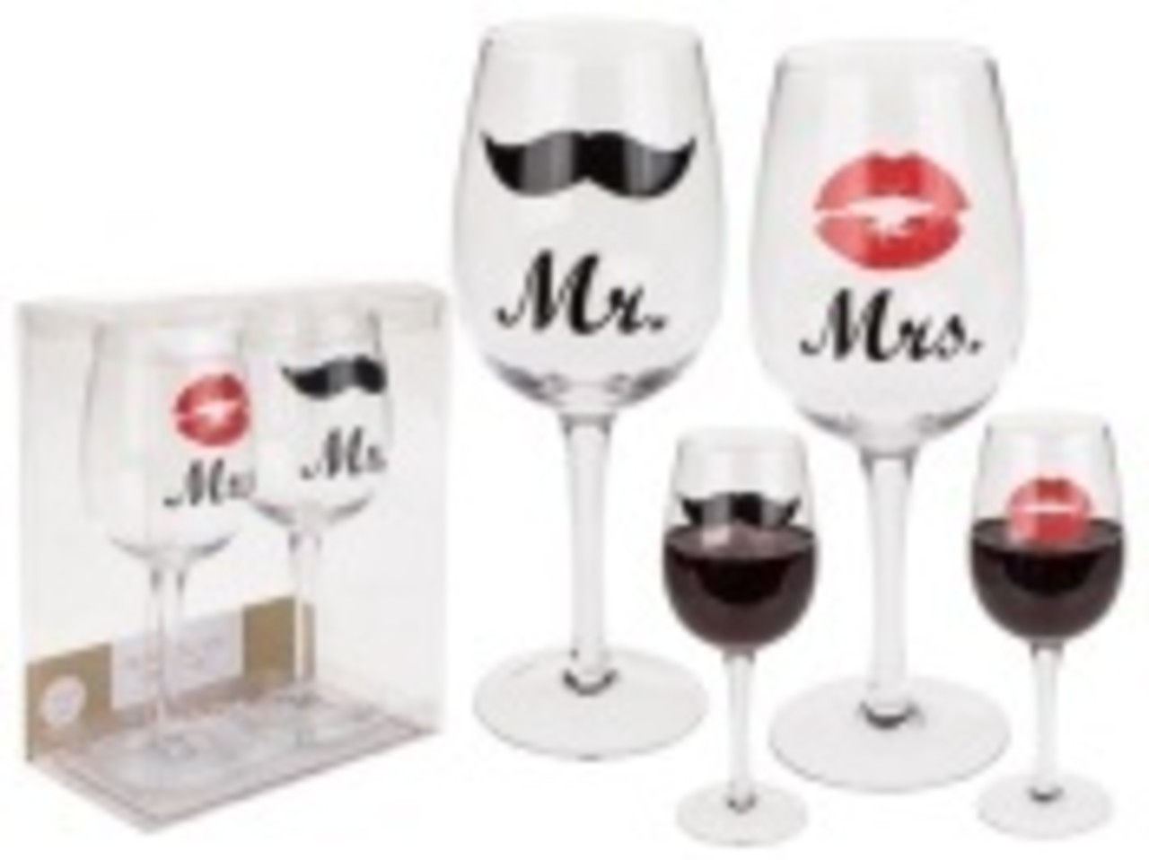 Set of 2 wine glasses Mrs & Mr