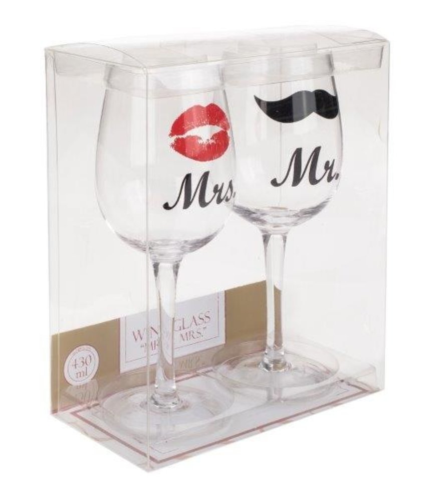 Set de 2 verres à vin Mrs & Mr