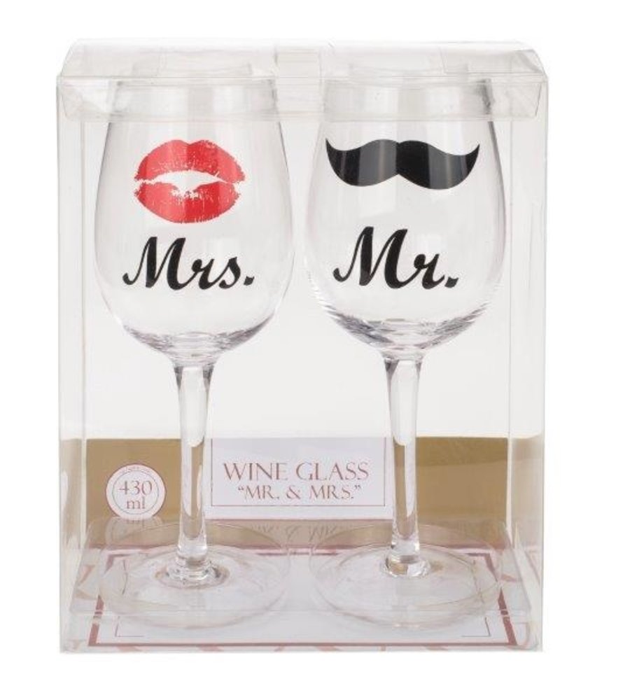 Set de 2 verres à vin Mrs & Mr