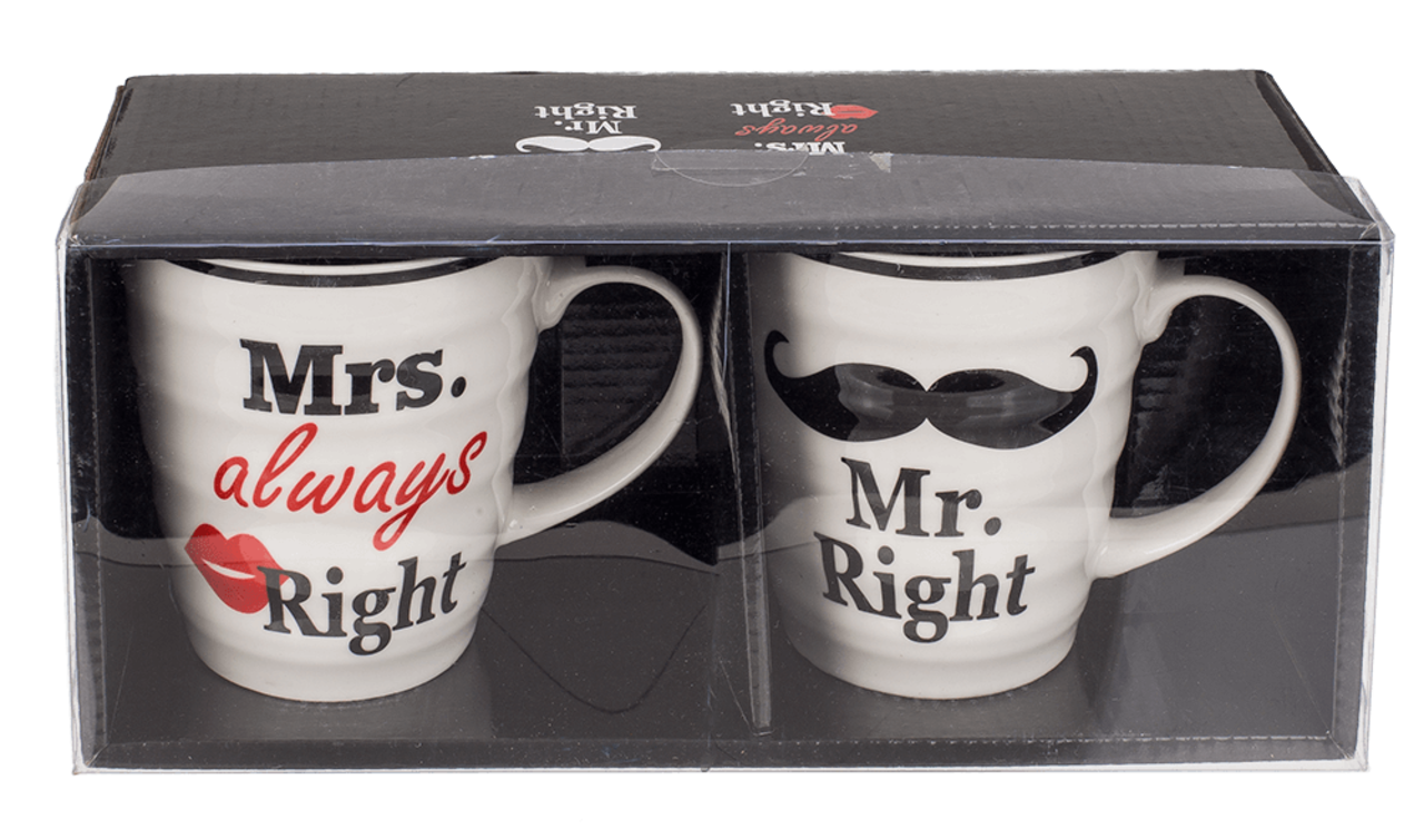 Set van 2 mokken Mrs always Right & Mr Right