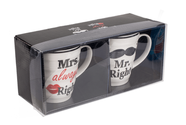 Set van 2 mokken Mrs always Right & Mr Right