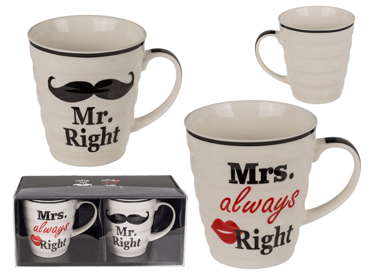 Set van 2 mokken Mrs always Right & Mr Right