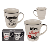 Set van 2 mokken Mrs always Right & Mr Right Set van 2 mokken Mrs always Right & Mr Right