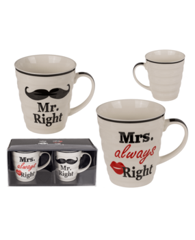 Set de 2 mugs Mrs always Right & Mr Right Set de 2 mugs Mrs always Right & Mr Right