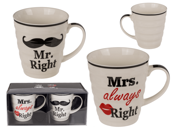 Set van 2 mokken Mrs always Right & Mr Right