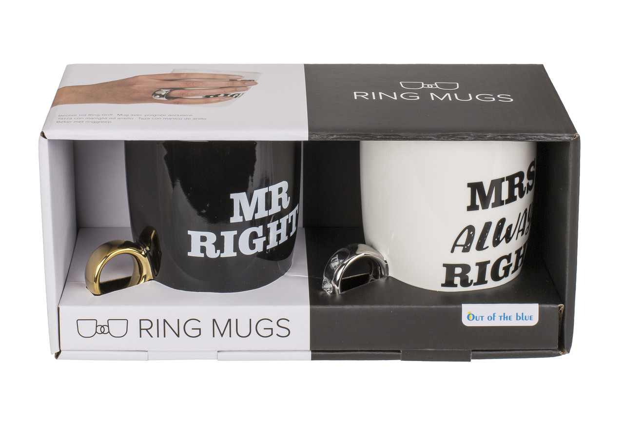 Set van 2 ringmokken Mrs alway right & Mr right