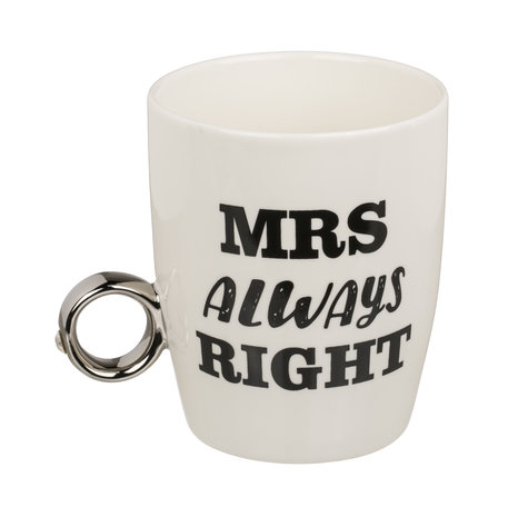 Set of 2 ring mugs Mrs alway right & Mr right