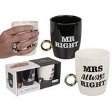 Set of 2 ring mugs Mrs alway right & Mr right Set of 2 ring mugs Mrs alway right & Mr right