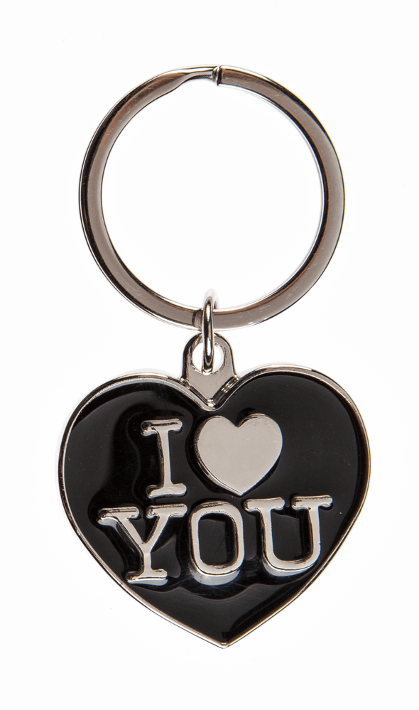 Display van 48 metalen sleutelhangers I love you 4cm 4 assortie Display van 48 metalen sleutelhangers I love you 4cm 4 assortie
