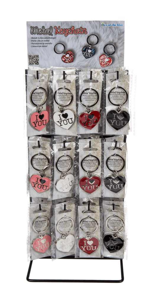 Display of 48 metal key rings I love you 4cm 4 assorted Display of 48 metal key rings I love you 4cm 4 assorted