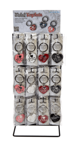 Display of 48 metal key rings I love you 4cm 4 assorted Display of 48 metal key rings I love you 4cm 4 assorted