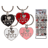 Présentoir de 48 porte-clés métal je t'aime 4cm les 4 assortis Présentoir de 48 porte-clés métal je t'aime 4cm les 4 assortis