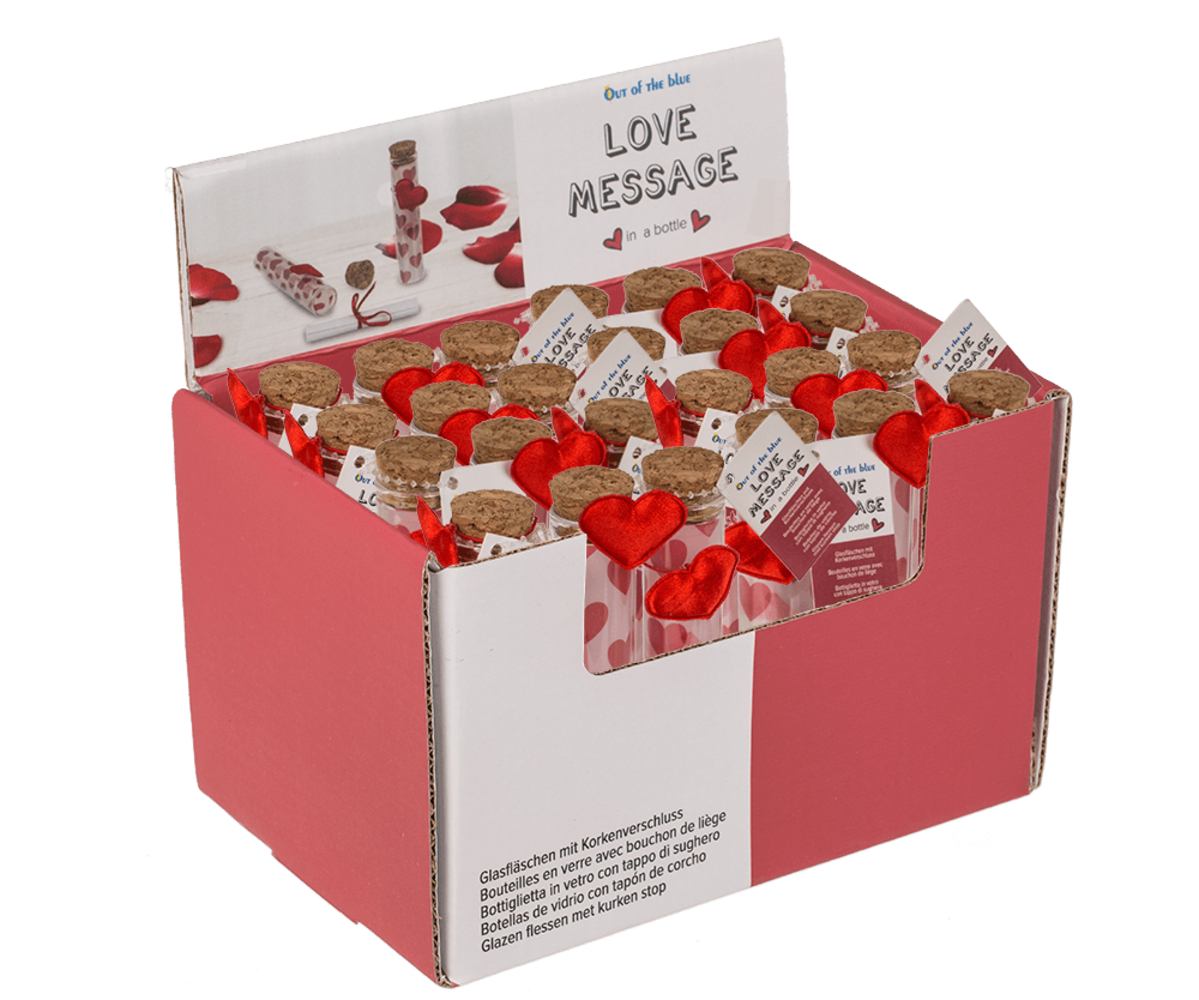 Display van 24 love message buisjes 11cm Display van 24 love message buisjes 11cm