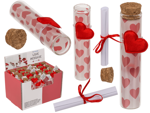 Display of 24 love message tubes 11cm