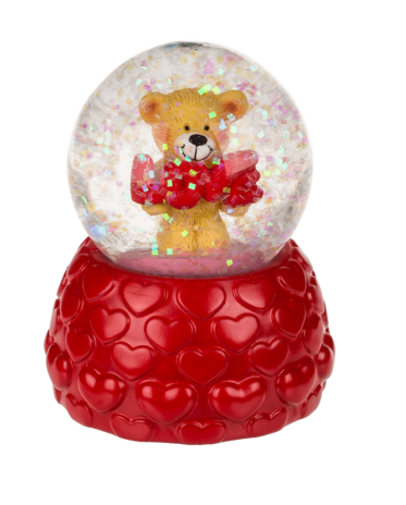 Présentoir de 12 oursons boule à paillettes 6,7x5,5cm 2 assortis