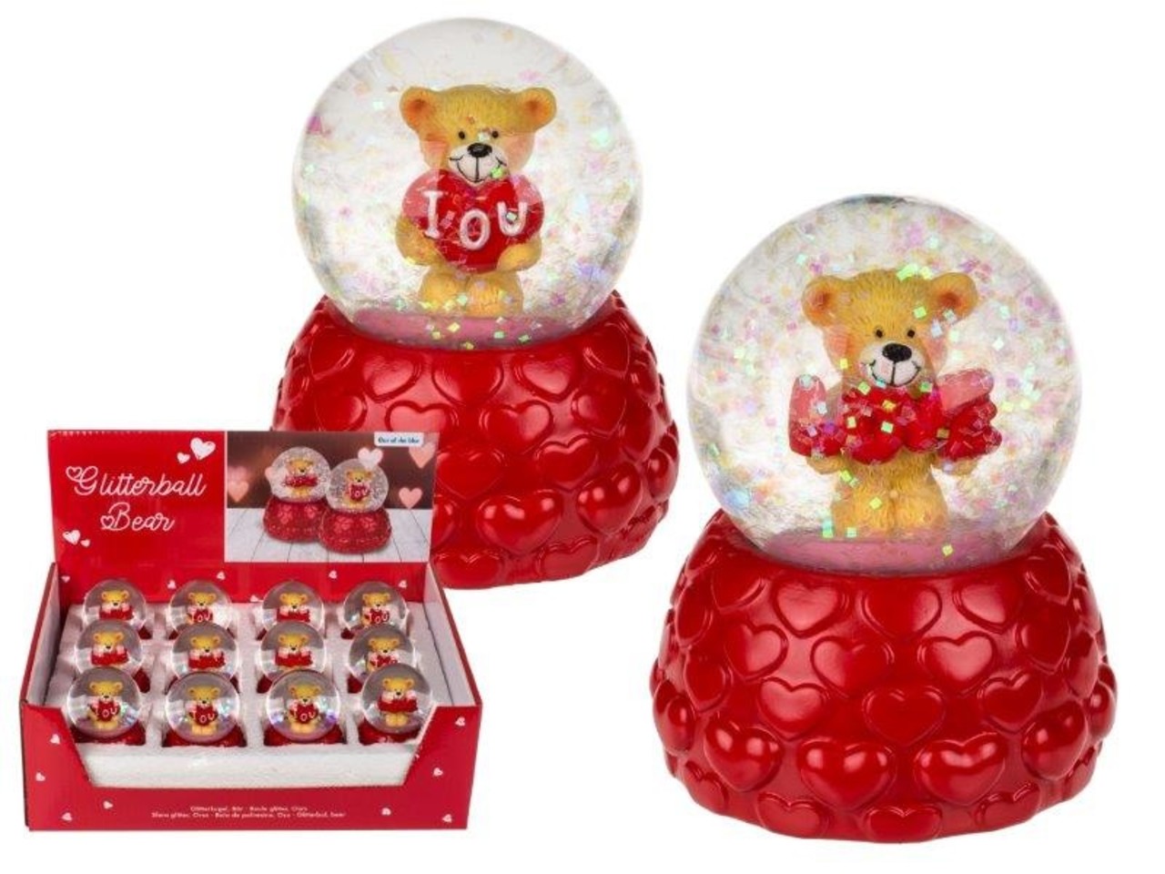 Display of 12 glitter ball bears 6.7x5.5cm 2 assorted Display of 12 glitter ball bears 6.7x5.5cm 2 assorted