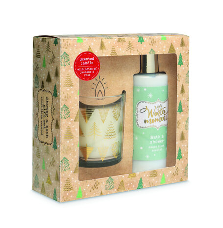 Coffret cadeau pour le bain Winter Moments avec bougie parfumée Coffret cadeau pour le bain Winter Moments avec bougie parfumée