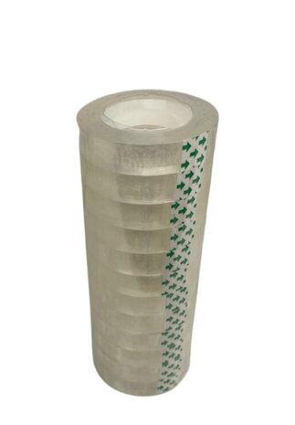Kleefband 12mm x 33m - Transparant - 1 rolletje - kopen per 12 rolletjes