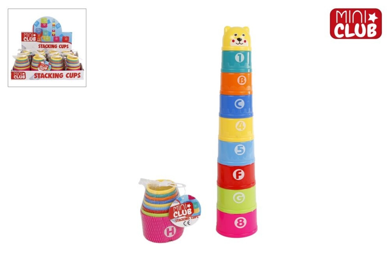 Mini Club stapeltoren 9dlg in net 38cm Mini Club stapeltoren 9dlg in net 38cm