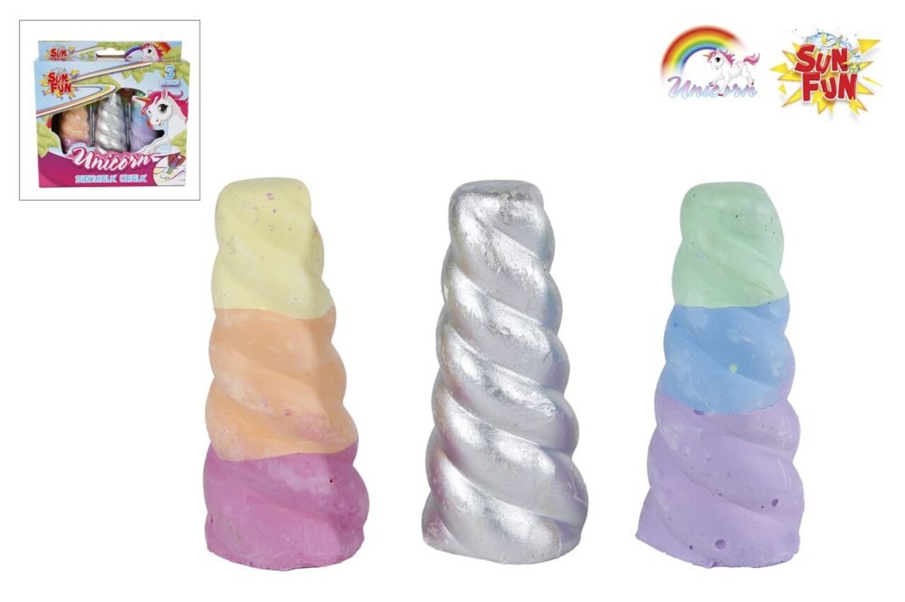 Sun Fun Unicorn horn pavement chalk 3 pieces 8cm Sun Fun Unicorn horn pavement chalk 3 pieces 8cm