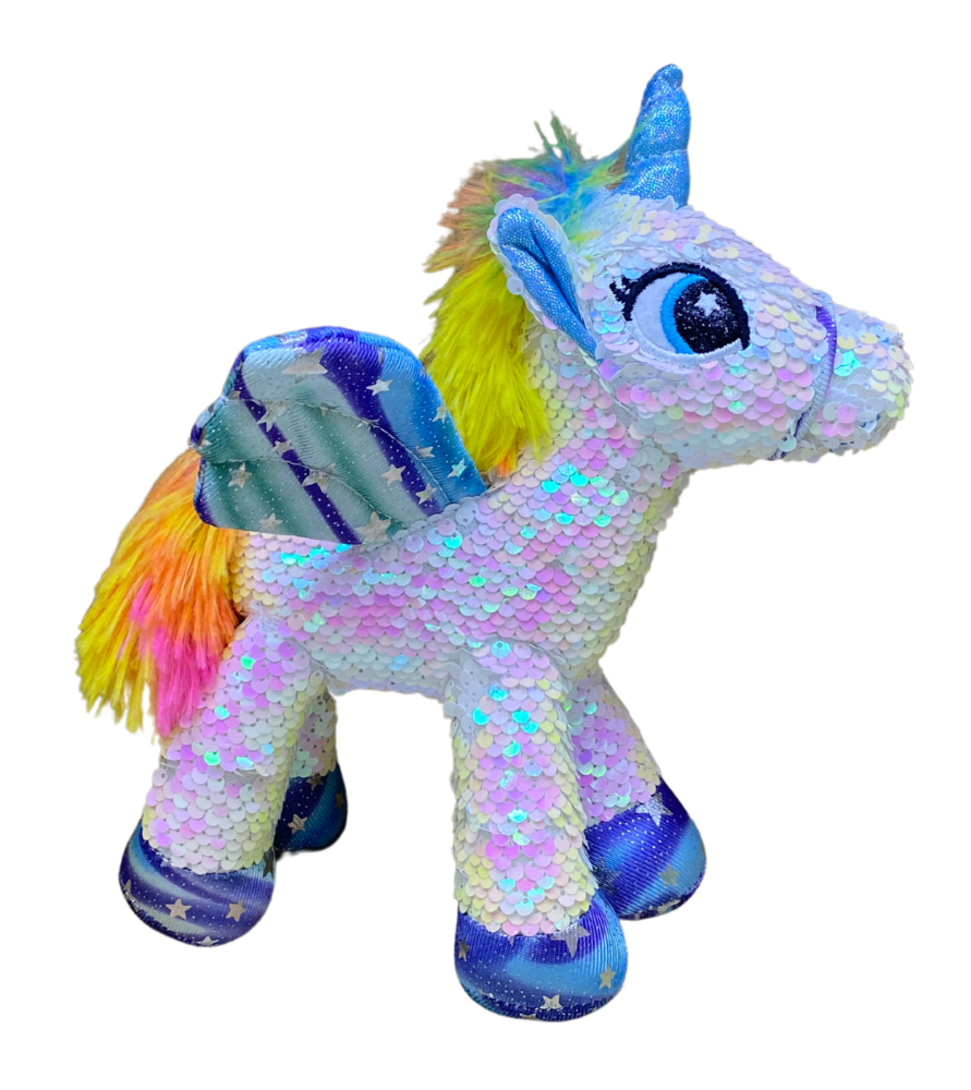 Glitter pins unicorn plush 26cm, 3 colours assorted Glitter pins unicorn plush 26cm, 3 colours assorted