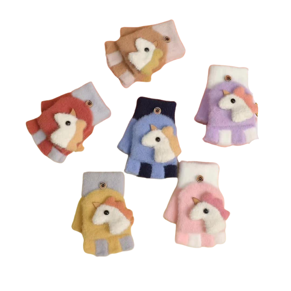 BellaBelga - Belgisch merk Gant extensible demi-doigt pour enfants - Licorne - Mélange de couleurs