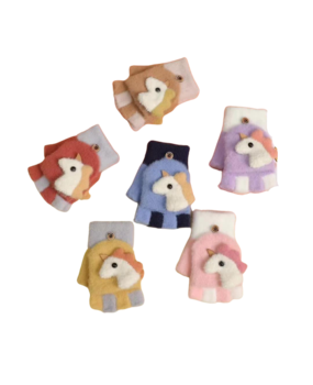 BellaBelga - Belgisch merk Kinderstretch halve vinger handschoen - Unicorn - Mix kleuren BellaBelga - Belgisch merk Kinderstretch halve vinger handschoen - Unicorn - Mix kleuren