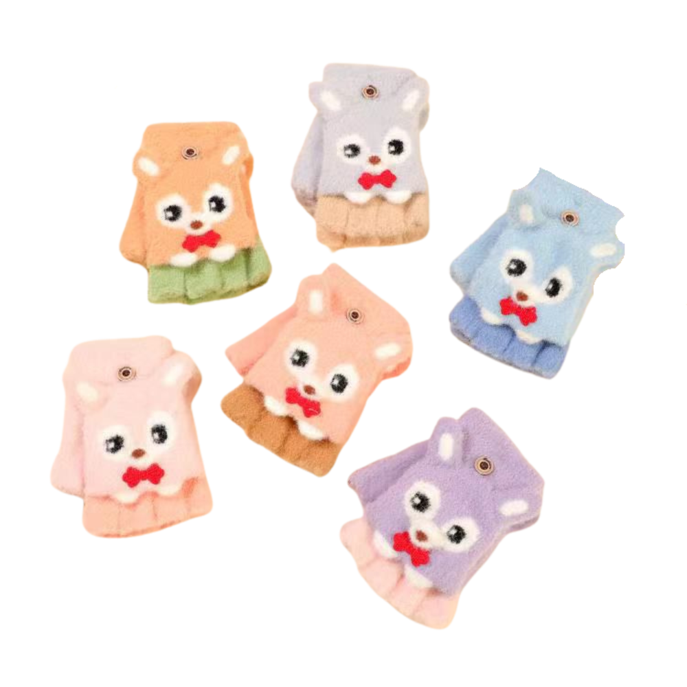 BellaBelga - Belgisch merk Kinderstretch halve vinger handschoen - Foxy - Mix kleuren BellaBelga - Belgisch merk Kinderstretch halve vinger handschoen - Foxy - Mix kleuren