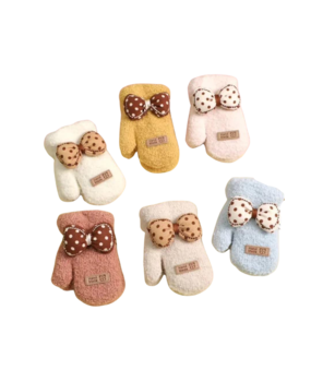 BellaBelga - Belgisch merk Moufle enfant - Petit Nœud Papillon - Couleurs mélangées