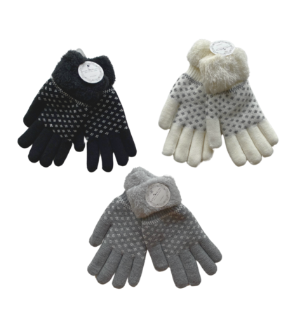 BellaBelga - Belgisch merk Women's glove - Dots Warmth (with fur inside) - mix colours BellaBelga - Belgisch merk Women's glove - Dots Warmth (with fur inside) - mix colours