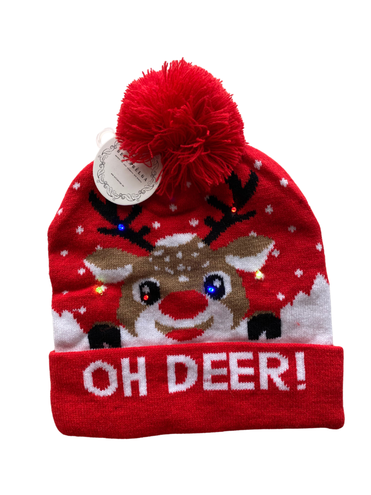 BellaBelga - Belgisch merk Kerstmuts met lichtjes - Unisex - mix kleuren BellaBelga - Belgisch merk Kerstmuts met lichtjes - Unisex - mix kleuren