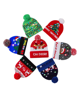 BellaBelga - Belgisch merk Bonnet de Noël avec lumières - Unisexe - mélange de couleurs