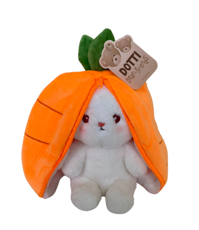 Rabbit plush with ears in zipped carrot Small 20cm Rabbit plush with ears in zipped carrot Small 20cm