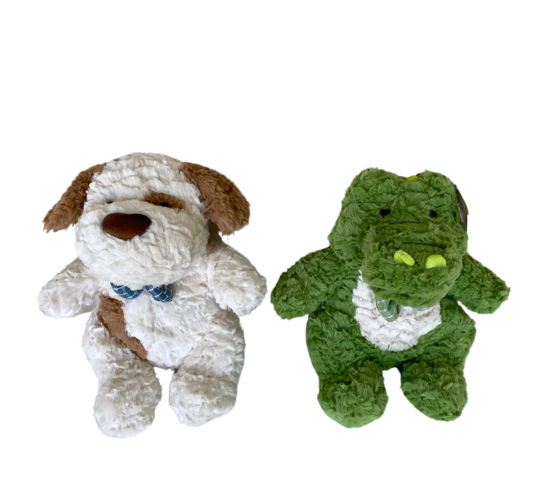 Dier met strik pluche 30cm, 2 assortie