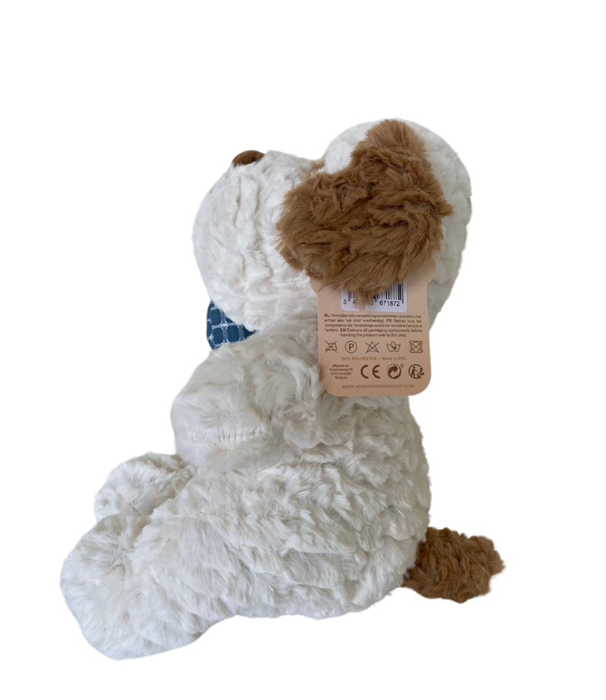 Dier met strik pluche 30cm, 2 assortie