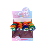 Display van Pompom balpen regenboog van 12 stuks Display van Pompom balpen regenboog van 12 stuks
