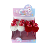 Display van Pompom balpen LOVE  van 12 stuks Display van Pompom balpen LOVE  van 12 stuks