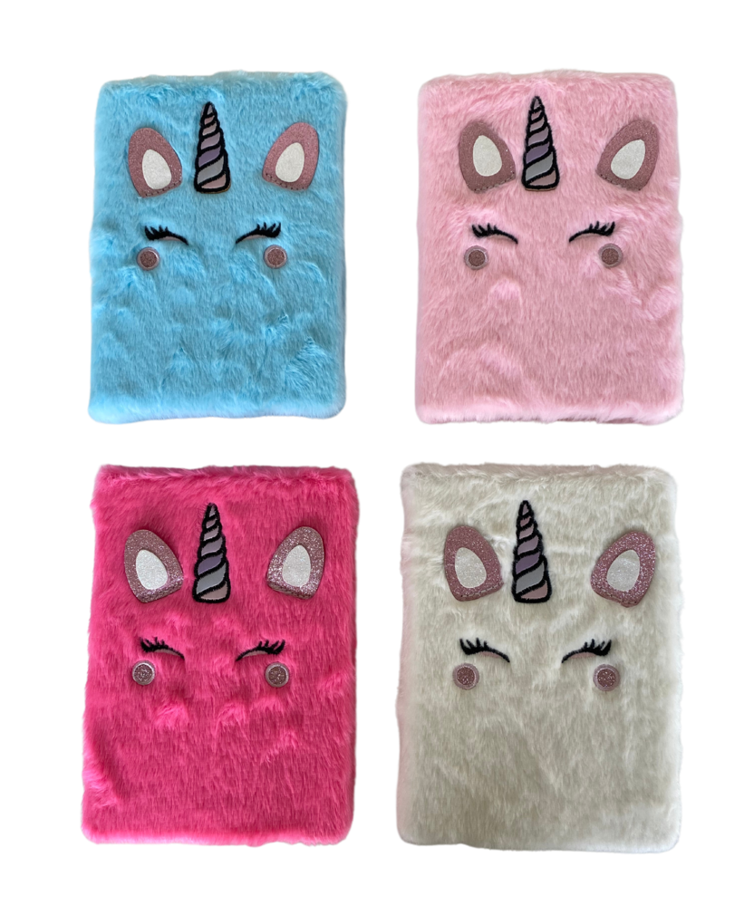 Notebook A5 Fluffy Unicorn Face - Mix 4 kleuren Notebook A5 Fluffy Unicorn Face - Mix 4 kleuren
