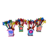 Display of 12 wooden pencils with figure