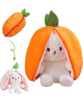 Lapin en peluche avec oreilles en carotte zippée Petit 20cm