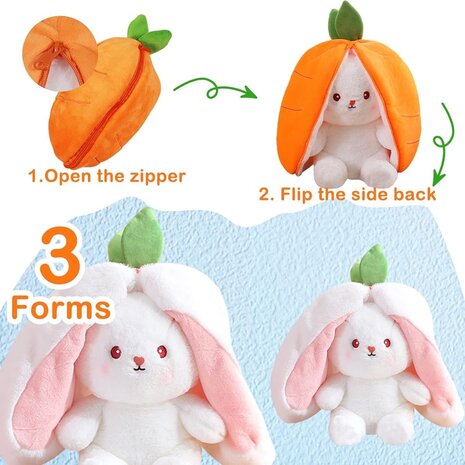 Rabbit plush with ears in zipped carrot Small 20cm Rabbit plush with ears in zipped carrot Small 20cm