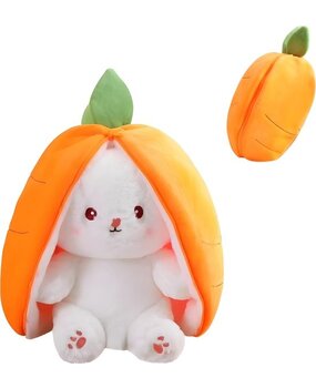 Lapin en peluche avec oreilles en carotte zippée Medium 30cm