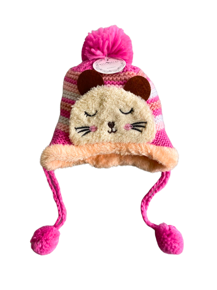 BellaBelga - Belgisch merk Kids hat Stretch - Dog/Cat face - 6 mix colors BellaBelga - Belgisch merk Kids hat Stretch - Dog/Cat face - 6 mix colors
