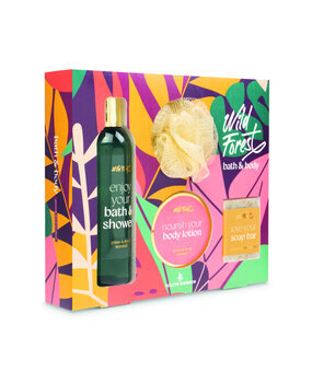 Coffret cadeau bain et corps Wild Forest dans une boîte cadeau en papier Coffret cadeau bain et corps Wild Forest dans une boîte cadeau en papier
