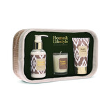 Home & Lifestyle badgeschenkset in bamboo mand met linnen voering