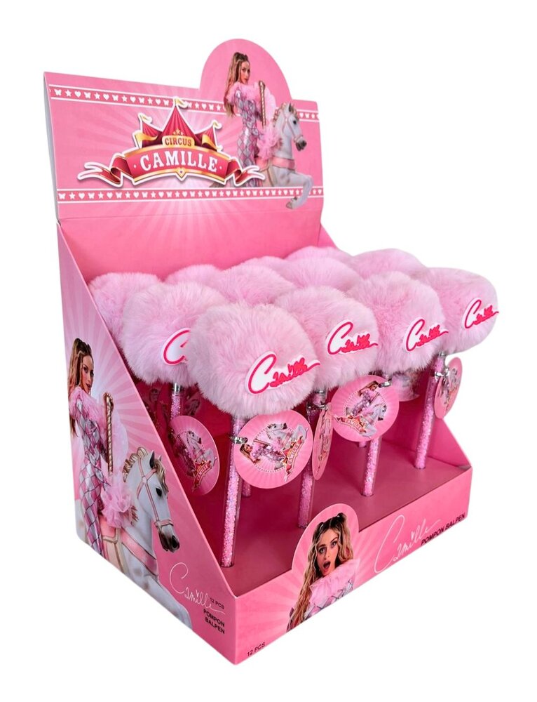 Camille Dhont Display of 12 Camille Ballpoint Pens with Pompon Pink Camille Dhont Display of 12 Camille Ballpoint Pens with Pompon Pink
