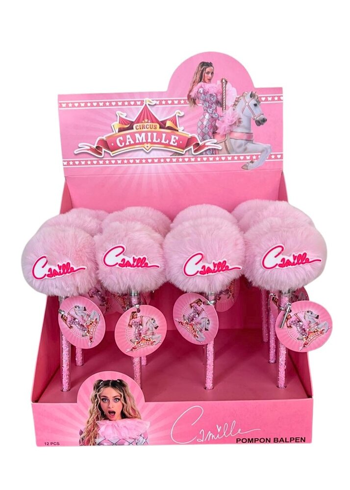 Camille Dhont Display van 12 stuks Camille Balpen met pompon Roze
