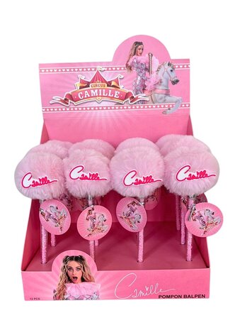 Camille Dhont Display of 12 Camille Ballpoint Pens with Pompon Pink Camille Dhont Display of 12 Camille Ballpoint Pens with Pompon Pink